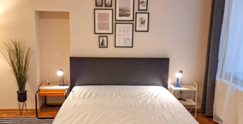 Cozy bedroom with double bed